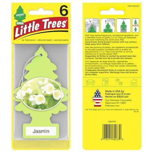 LITTLE TREES Car Air Freshener | Hanging Tree Provides Long Lasting Scent for Auto and Home | 24 Air Fresheners |Jasmine - color: Jasmin