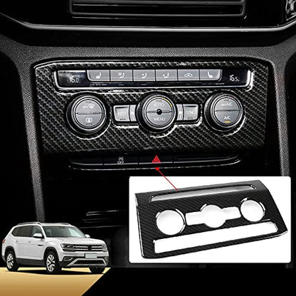 for Volkswagen Atlas 2018 2019 2020 2021 2022 2023 Atlas Cross Sport Accessories, Center Console Knob Panel Cover ABS Carbon Fiber Texture - size: CENTER KNOB PANEL COVER-1PC