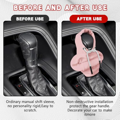 Gear Shift Hoodie, Shifter Hoodie, Funny Car Gear Shift Protector Cover, Automotive Interior Cute Gadgets Fashionable Mini Sweater Shifter Stick Knob Cover Universal for Most Vehicles (Pink) - color: Pink