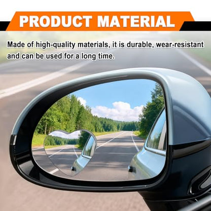 2Pcs Heart Shaped Blind Spot Mirrors for Cars – Convex Rearview, Wide Angle Adjustable Stick for Side Mirror, Car Accessories for Cars, Suvs, Trucks