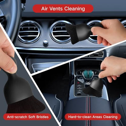 Qydipclin 11pcs Windshield Cleaner Tool, Car Window Cleaning Wash Kit with 6 Reusable Microfiber Pads 2 Spray Bottles and Extendable Handles Auto Glass Wiper Kit, Red - color: Red