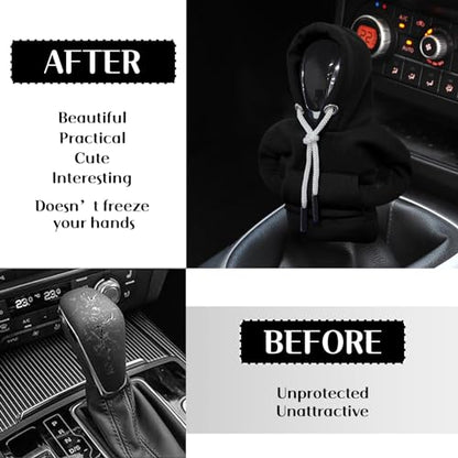 vvag Gear Shift Hoodie, Hoodie Car Gear Shift Cover, Car Shift Knob Hoodie, Automotive Interior Accessories, Universal Fit Knob Cover Gift (Black) - color: Black
