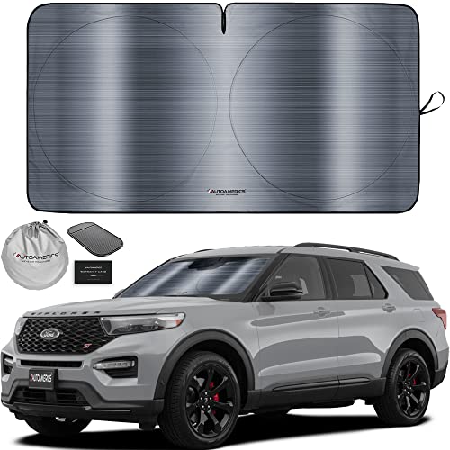 Autoamerics 1-Piece Windshield Sun Shade - Metallic Gray Foldable Car Front Window Sunshade for Most Cars SUV Truck Heat Blocker Visor Protector Blocks Max UV Rays and Keeps Your Vehicle Cool - Medium - color: Metallic Gray, size: MEDIUM = 61 x 32 inches