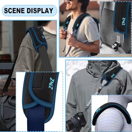 ZINZ 2-Pack Universal Shoulder Pad with Ultra Thick Cushion for Bag Luggage Bag Crossbody, Plus Long & Anti-Slip & Breathable,Black-Blue Edge - color: Black-Blue edge