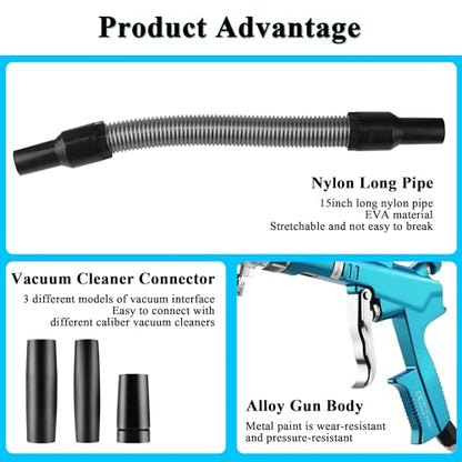 GOCCIDA 2IN1 Car Interior Detailing Air Blow Gun & vacunm Gun with Adjustable Air Flow Nozzle,Cleaning Gun Quickly Blasts Dirt and Dust from Surface Works with Air Compressor(Upgrade Rotate Tube) Blue - color: blue