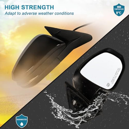 Right Passenger side Mirror Fits 2014-2019 Toyota Highlander With Power Glass, Heated,Turn Signal and Manual Folding,Without Blind Spot Match Black Replace 87910-0E140(6Pins) - color: Black, size: 6Pins-Right