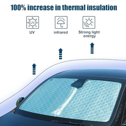 6 Layers Custom Fit Windshield Sun Shade for 2015-2024 Ford Edge, Foldable Car Sunshade with Storage Bag, Heat Reflective & UV Protection - size: 2015-2024 Ford Edge