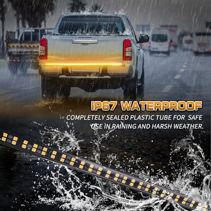 XRIDONSEN 60 inch Truck Tailgate Amber Strobe Lights Strip 360 LED Tail Emergency Light Bar Flashing Warning Hazard Safety Rear Window Lights for Tow Plow Trucks Construction Vehicles Pickup Trailer - color: Amber/Yellow