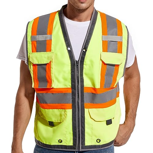 ArcRidge Reflective Safety Vest for Men and Women - Class 2 High Visibility Construction Vest - Dual Tone Reflective Strips - size: Medium