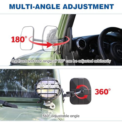 SHEJISI Wrangler Mirrors Doors Off Compatible with Wrangler JK TJ & Unlimited 1997-2018,Wrangler Mirrors Can be Folded and Reset When Encountering Obstacles,The HD Large Field of View is Anti-shaking