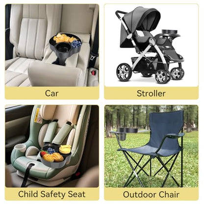 Kids Car Sanck Tray, Travel Trays for Kids with Car Cup Holder, Toddlers Road Trip Essential, Travel Snacks Food Plate for Stroller, Boosters, and Anywhere with a Cup Holder Tray (1pc black) - color: black