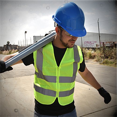 Neiko High Visibility Safety Vest ANSI Class 2, No Pocket, Neon Yellow, Medium (M) - size: Medium, style: Mesh