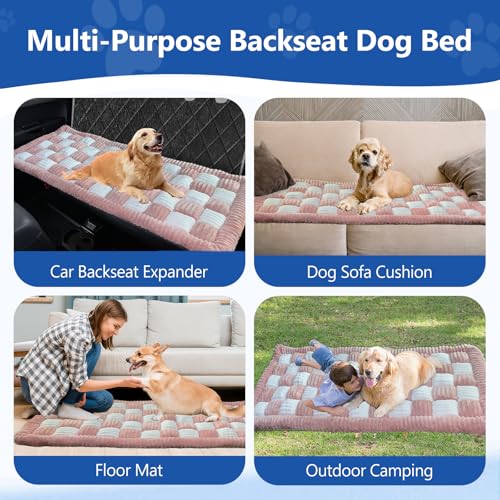 Thickened Dog Bed for Car Back Seat, Upgraded Bottom Non-Slip, Fits Hard Bottom car seat Cover for Dogs, Premium Mixed Color, Dog Car Seat Cover - color: Pink-White