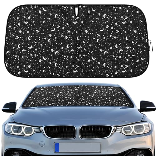 Woanger Windshield Sun Shade Foldable Car Front Window Covers for Car Accessories Sun Heat UV Rays Visor Protector Protection for Universal Cars SUV Truck (Starry Night) - style: Starry Night