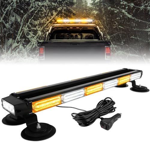 ASPL 26inch 126 LED Rooftop Emergency Strobe Lights Bar Double Side Flashing Safety Warning Traffic Advisor Light Bar Hazard Snow Plow Light for Trucks Vehicles Construction Tow Pickup(Amber/White) - color: Amber/White