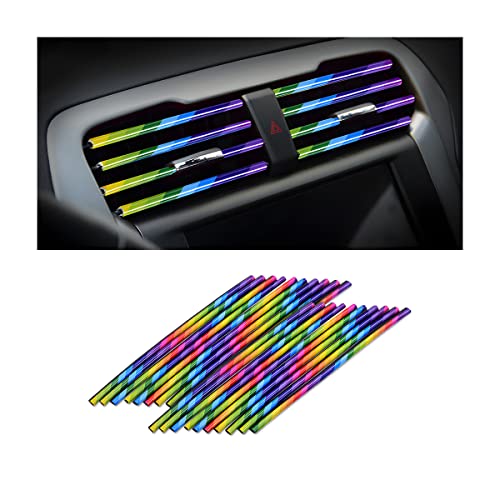20 Pieces Car Air Conditioner Decoration Strip for Vent Outlet, Universal Waterproof Bendable Air Vent Outlet Trim Decoration, Suitable for Most Air Vent Outlet, Car Interior Accessories (Multicolor) - color: Multicolor