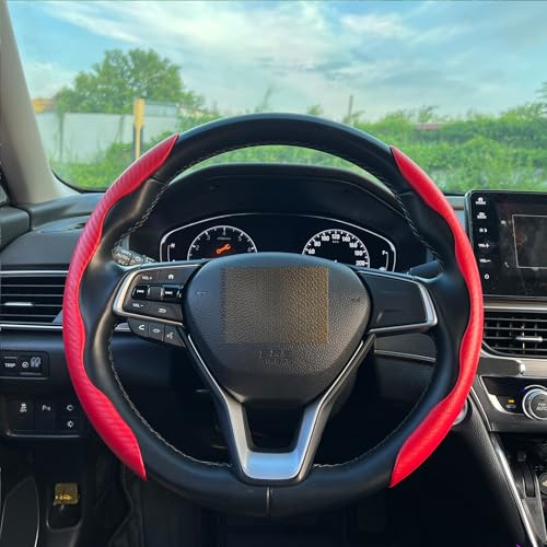 Steering Wheel Cover, Car Carbon Fiber Steering Wheel Cover, Car Wheel Cover for Men/Women, Universal Fit for 99% Steering Wheel (Carbon Fiber-Red) - color: Carbon Fiber-Red