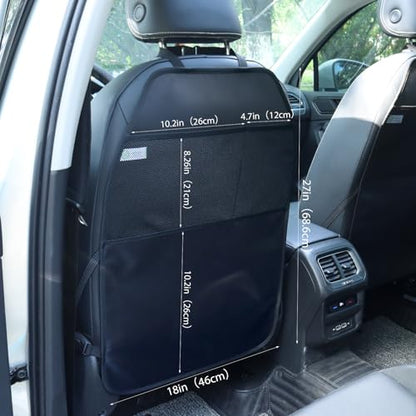 Viaviat Car Seat Protector Large Kick Mat 2 Pack Durable Water Resistant Auto Seat Back Covers with 2 Mesh Pockets Protection Against Dust Mud Scratches (Black, 2-Pack) - color: black, size: 2-Pack