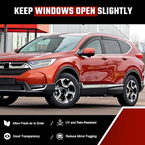 Tape-On Rain Guards Compatible with Honda CRV 2017-2022 Black Extra Durable Shatterproof Side Window Deflectors, Vent Window Visors, Wind Deflectors - 4 PCS - size: Fit for Honda CRV 2017-2022 Tape On