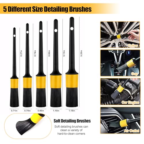 Car Wash Brush with Long Handle, 55 inch Car Wash Mop Car Wash Kit Mitt Retractable Bent Pole Car Wash Brush for Cars RV Truck Boat