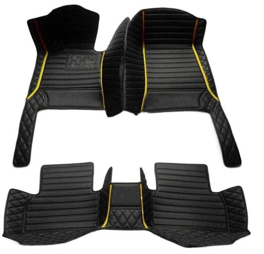 Custom Fit Car Floor Mats by SARAHS - Waterproof PU Leather Full Coverage for Most Cars, SUVs, and Trucks - Automotive Liners to Protect Vehicle Interior Floor Accessories (Black Stripe 4) - color: Black stripe 4