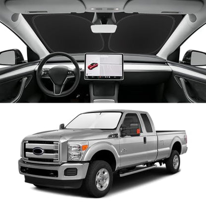 Custom Fit Windshield Sun Shade for Ford F250 F350 F450 2008-2016, Blocks UV & Heat, Front Window Sunshade Accessories, Easy Fold & Store Keep Your Car Cooler - size: for 2008-2016 Ford F250 F350 F450