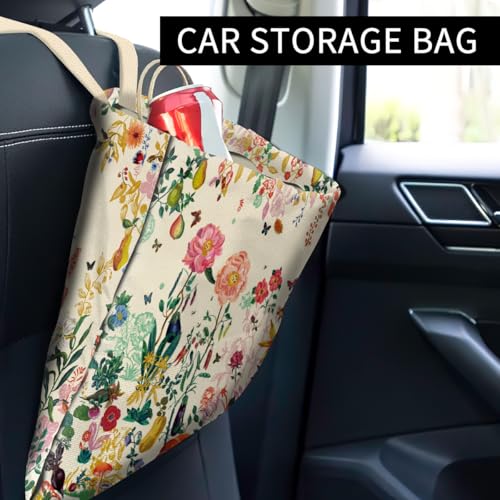 Car Trash Can, Boho Chic Style, Cute Car Organizer, 6L Capacity, Colorful Boho Flowers - color: Colorful Boho Flowers