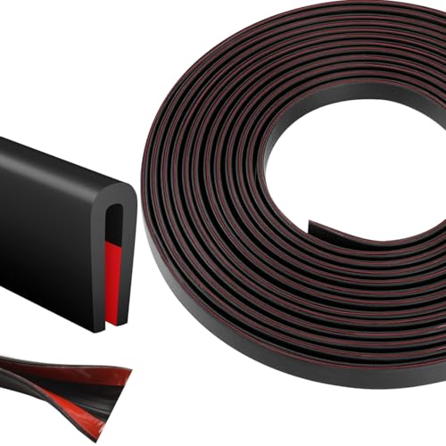 Silicone Edge Trim Self-Adhesive U Channel Silicone Edge Trim Edge Protector for Sheet Metal (Black, Fit 3/32" - L 10') - color: Black, size: Fit 3/32" - L 10'