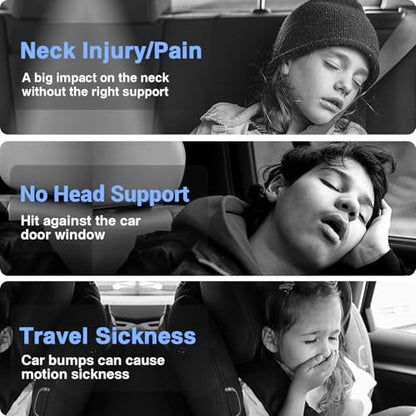Car Headrest Pillow, 4-Way Adjustable Car Headrest,Thickened Memory Foam Road Pal Headrest, Neck Support Pillow, U- Shaped Design, Travel Car Sleeping,Suitable for Kids and Adults - color: Black