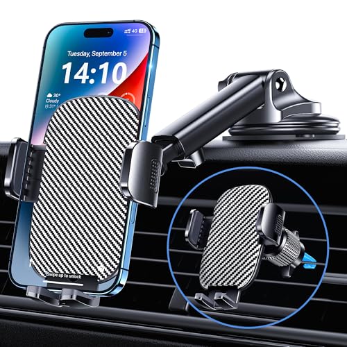 GUWEZ Phone Holder Car Mount for iPhone [Powerful Suction] Phone Mount for Car Dashboard Windshield Air Vent Universal Accessories [Thick Cases Friendly] Automobile Phone Holder Fit iPhone Smartphone - style: Windshield/Dashboard/Vent
