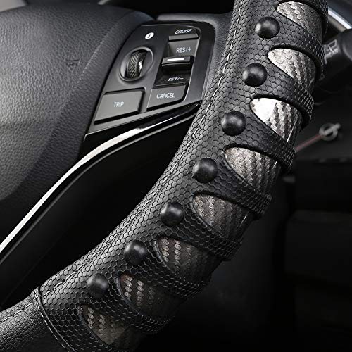 West Llama Microfiber Leather Car Steering Wheel Cover for Men Women,Universal Fit 14.5-15 inch(Leather Nails-Gray+Black-Standard Size) - color: C-Silver+Black, size: Standard size (14 ½''-15'')