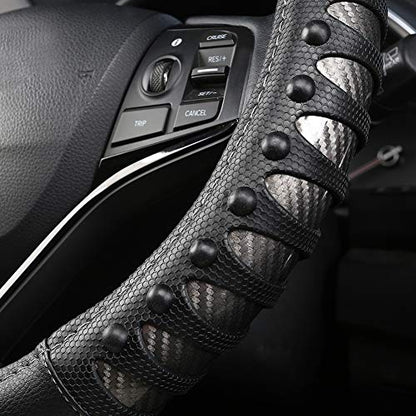 West Llama Microfiber Leather Car Steering Wheel Cover for Men Women,Universal Fit 14.5-15 inch(Leather Nails-Gray+Black-Standard Size) - color: C-Silver+Black, size: Standard size (14 ½''-15'')
