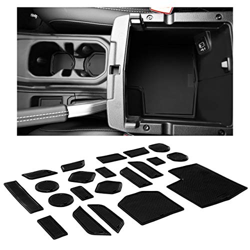 CupHolderHero Compatible with Jeep Gladiator Accessories 2020-2024+ Premium Custom Interior Non-Slip Anti Dust Cup Holder Inserts, Center Console Liner Mats, Door Pocket Liners 21pc Set (Black Trim) - color: Solid Black, size: Gladiator 2020-2024+