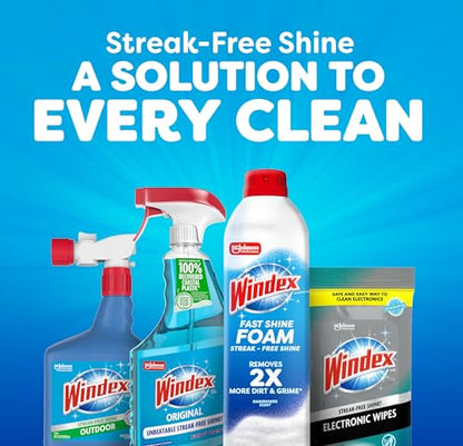 Windex Fast Shine Foam Glass Cleaner, No-Drip Windows, Doors, Mirrors & Countertops Aerosol Cleaning Spray, Streak-Free Shine, Removes Fingerprints, Dust, Dirt, Grime & More 19 oz (Pack of 1) - size: 19 Fl Oz (Pack of 1)