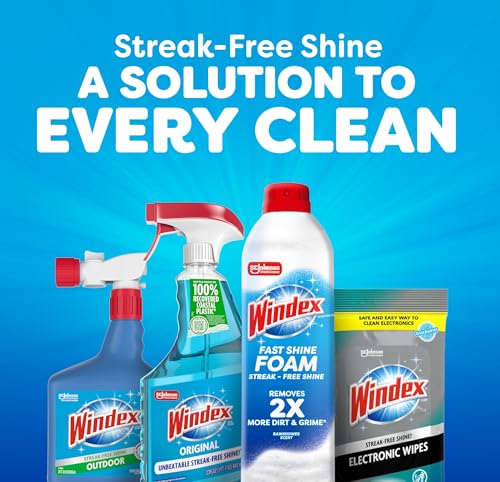 Windex Fast Shine Foam Glass Cleaner, No-Drip Windows, Doors, Mirrors & Countertops Aerosol Cleaning Spray, Streak-Free Shine, Removes Fingerprints, Dust, Dirt, Grime & More 19 oz (Pack of 6) - size: 19 Fl Oz (Pack of 6)
