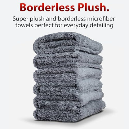 Adam's Borderless Grey Microfiber Towel (6pk) - Premium Ultra Soft Car Detailng Towel Cloths, 480gsm - Safe for Car Wash, Home Cleaning & Pet Drying Cloths (16 Inch x 16 Inch) - size: Pack of 6