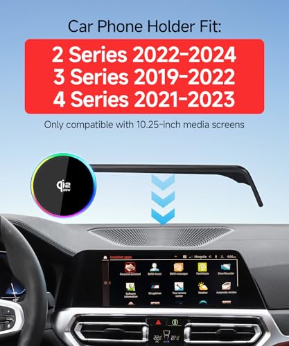 Qi2.2 Max 25W Fast Wireless Car Charger Phone Holder for 2019-2022 BMW 3 Series /2021-2023 4 Series/2022-2024 2 Series 10.25-Inch Screen, Magnetic Phone Mount Compatible with MagSafe
