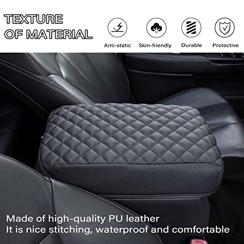 JKCOVER Center Console Armrest Cover Compatible with Toyota 4Runner 2010-2022 2023 2024 Truck Accessories Premium PU Leather Cushion Protector (Black)