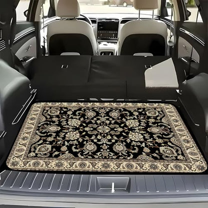 Universal Car Trunk Mat 29" x 39", Beige Bohemian Style All Weather Trunk Protection Cargo Liner, Durable Cargo Mat Rear Trunk Liner,Stylish Vehicle Interior Accessories Suitable for Most Car Models - color: Beige Bohemian Style