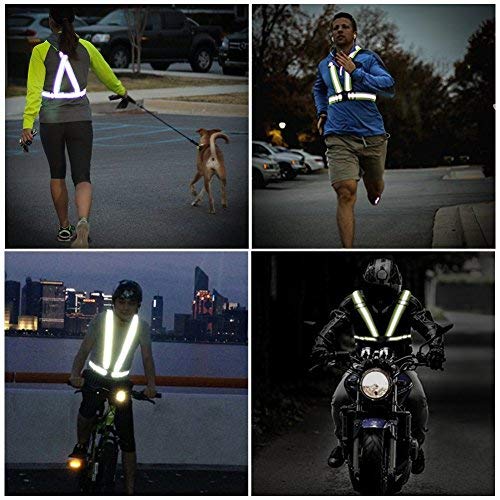 Reflective Vest Running Gear, 2Pack High Visible Safety VES for Cycling Jogging Running Walking, Adjustable for Men Women Kids - color: Green