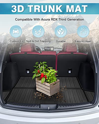 Mixsuper Cargo Liner for Acura RDX 2019-2024 2025 2026 Trunk Mat All Weather Cargo Mat Rear Anti-Slip Trunk Liner Black