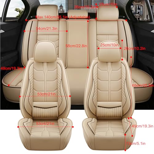 Amooca Car Seat Covers Full Set Automotive Seat Protection Fit for Most Cars SUVs Front & Back Seats Waterproof Nappa Leather Car Seat Cushion Protector Black & Red - color: Black & Red