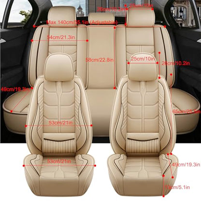 Amooca Car Seat Covers Full Set Automotive Seat Protection Fit for Most Cars SUVs Front & Back Seats Waterproof Nappa Leather Car Seat Cushion Protector Black & Red - color: Black & Red