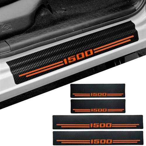 Car Accessories Carbon Fiber Door Sill Scuff Protector Auto Door Entry Guard Scratch Shield Car Door Sill Sticker for Dodge Ram 1500 2012-2024 2025 2026 Auto Accessories (1500, Orange) - color: ORANGE, size: 1500