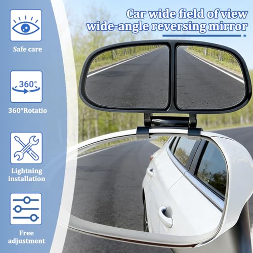 Car Blind Spot Mirror, 2PCS HD Glass Frameless Convex Wide Angle 360 Degree Adjustable Side Mirror Blindspot, Automotive Exterior Rearview Glass, Universal for Vehicles - size: 2PCS
