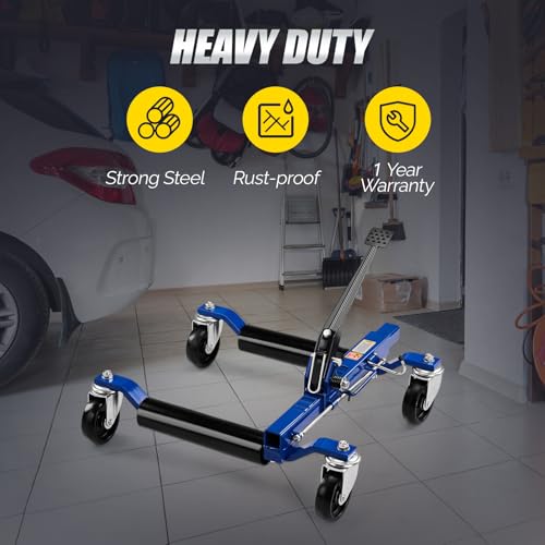 TUFFIOM Car Wheel Dolly Set of 4, Removable Mechanical 6000-lbs Car Skates, 12'' Wheel Vehicle Positioning Jack, Heavy Duty Rollers with Ratcheting Foot Pedal for Tire Auto Repair Moving, Blue - color: Blue