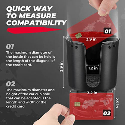 KEMIMOTO Universal Cup Holder Expander - Fits Hydro Flask, Yeti, 18-40oz 3.0in-3.8in Diameter Bottles - fit 3.2in Diameter Cup Holder for Car, RV, Truck, UTV, Golf Cart
