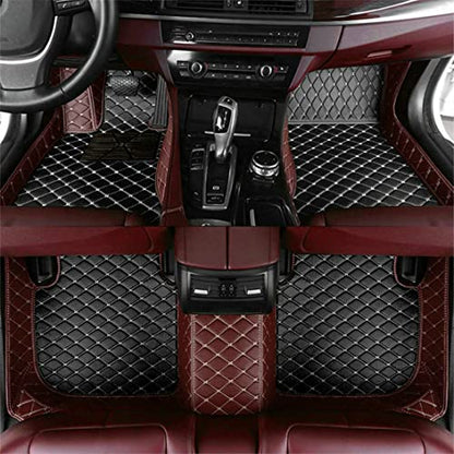 Add Personal Touch to Your Vehicle with IMEISH Customizable Logo Text Car Mats for 99% of vehiclesPads Protection Non-Slip Leather Floor Liners (Edge Brown Medium Black Beige) - color: Edge brown medium black beige