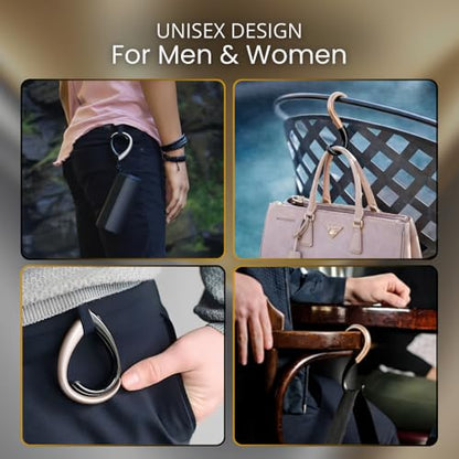 EMBRACE Purse Hook Hanger – Lightweight, Durable Teardrop S Hooks | Bag Clip Holds 22 lb Bags, Backpacks, Totes | Purse Charms for Women, Men Onyx & Taupe - color: onyx/taupe