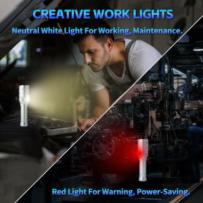 Small Safety Wand Flashlight for Traffic,Car,Emergency, USB C Rechargeable Torch with Working | Red Lights - color: Silver